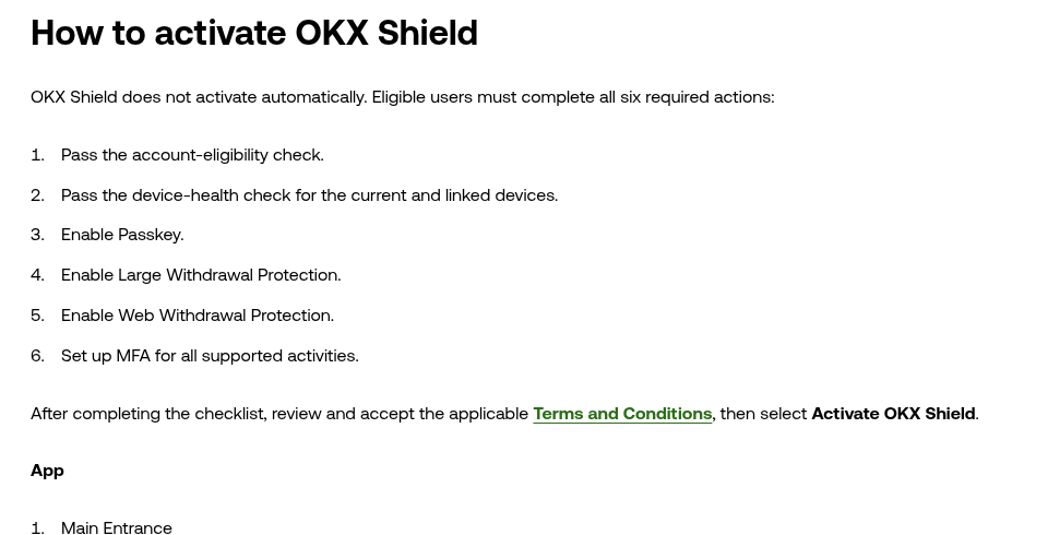 欧易 OKX Shield 怎么开通:6 项核对清单、谁能用、哪些损失不赔(2026)-有序